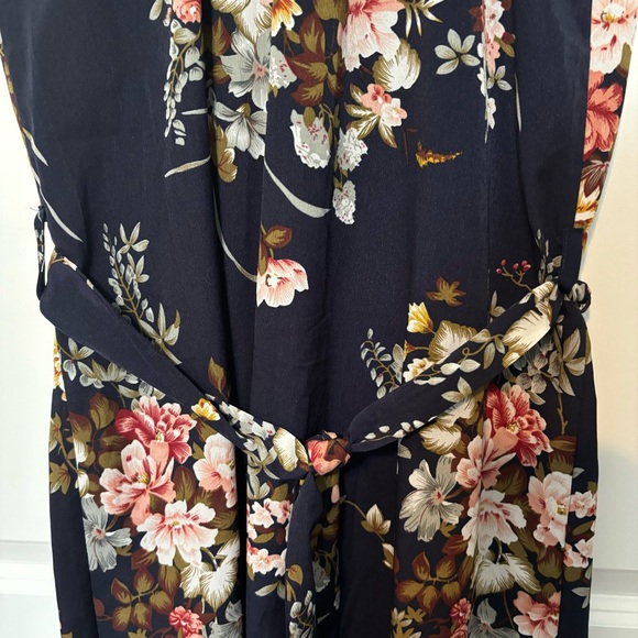 Shein Floral Print Tie Back Belted Maxi Dress Navy Blue women’s size small - Picture 14 of 15
